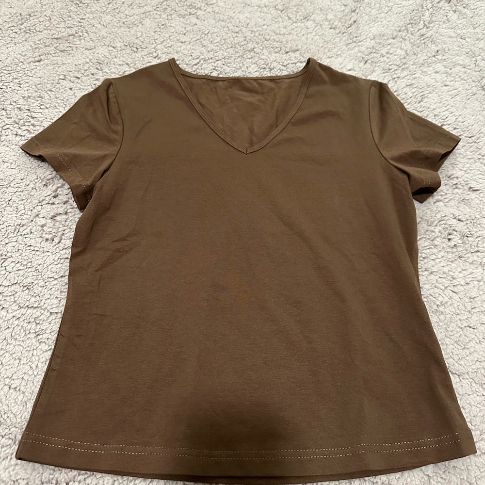 Brown Stretchy Fitted Shirt